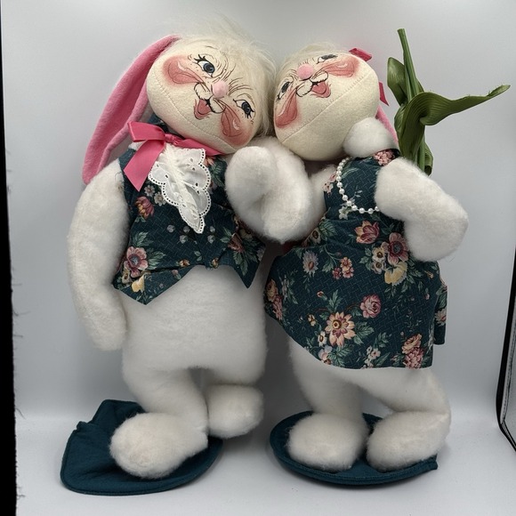 Annalee Dolls Other - Vintage Annalee Mobility Dolls Bunny Rabbit Couple Pair 18 Easter Plush